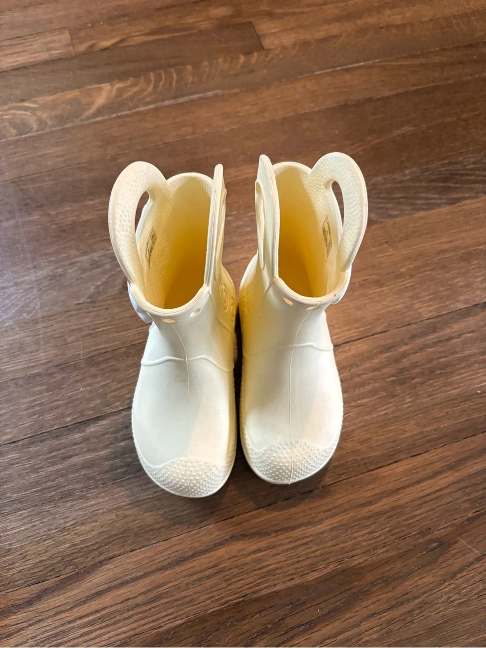 CROCS Kids' Pale Yellow Rain Boots with Rainbow